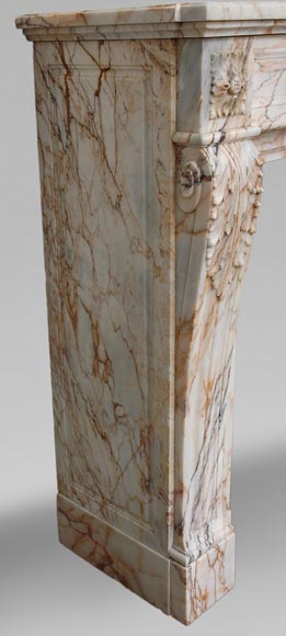 Antique Louis XVI style mantel in Orange veined marble in Skyros marble-2