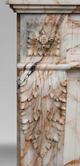 Antique Louis XVI style mantel in Orange veined marble in Skyros marble-3