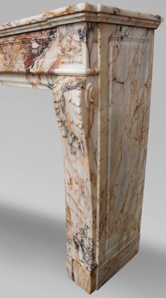 Antique Louis XVI style mantel in Orange veined marble in Skyros marble-4
