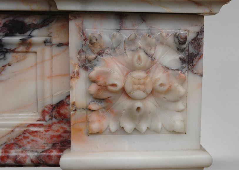 Antique Louis XVI style mantel in Orange veined marble in Skyros marble-5