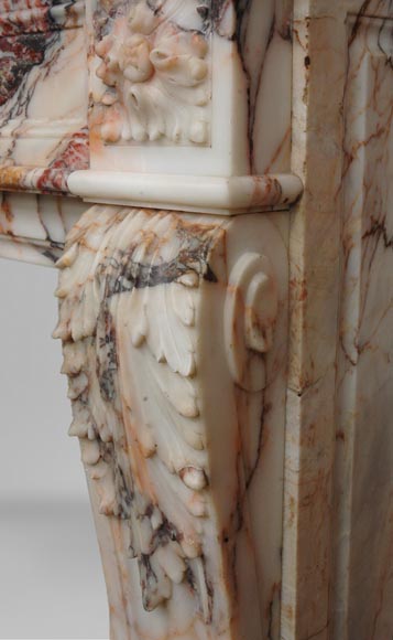 Antique Louis XVI style mantel in Orange veined marble in Skyros marble-6