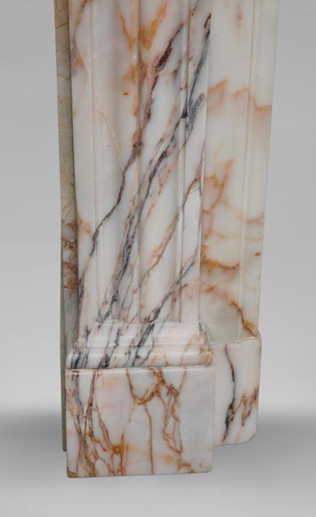 Antique Louis XVI style mantel in Orange veined marble in Skyros marble-7