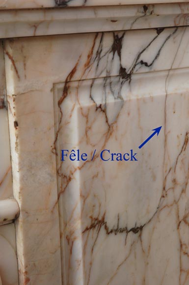 Antique Louis XVI style mantel in Orange veined marble in Skyros marble-8