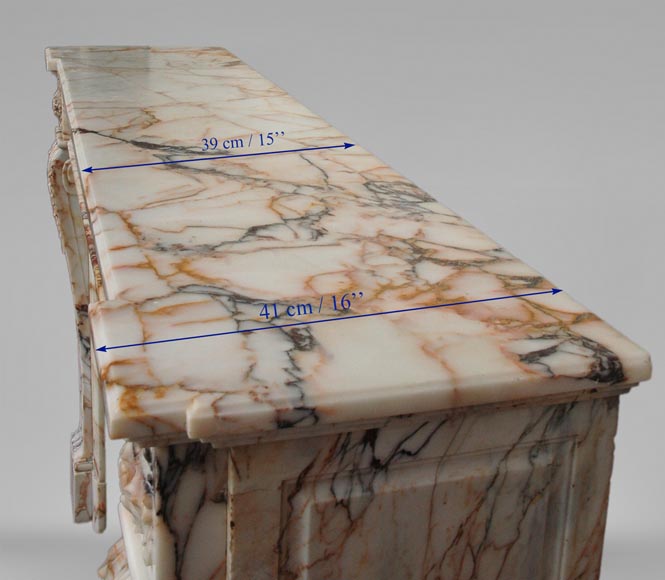 Antique Louis XVI style mantel in Orange veined marble in Skyros marble-9