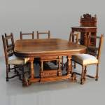 VEROT, Cabinetmaker - Neo-Renaissance style dining room set made out of carved walnut