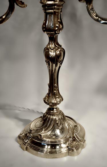 Exceptional pair of Louis XV Style Silver Candlesticks by BOIN TABURET Manufacture-4