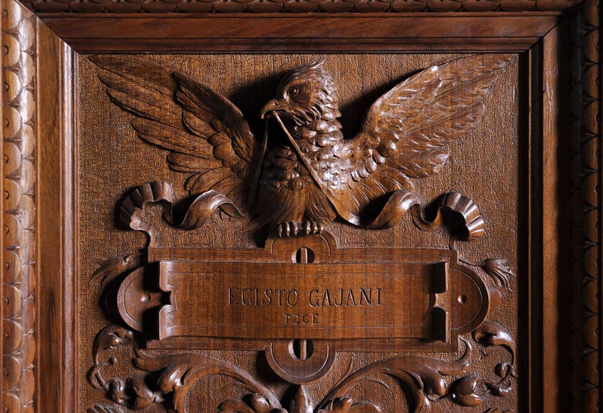 Egisto GAJANI - Very beautiful Neo-Renaissance style carved walnut
