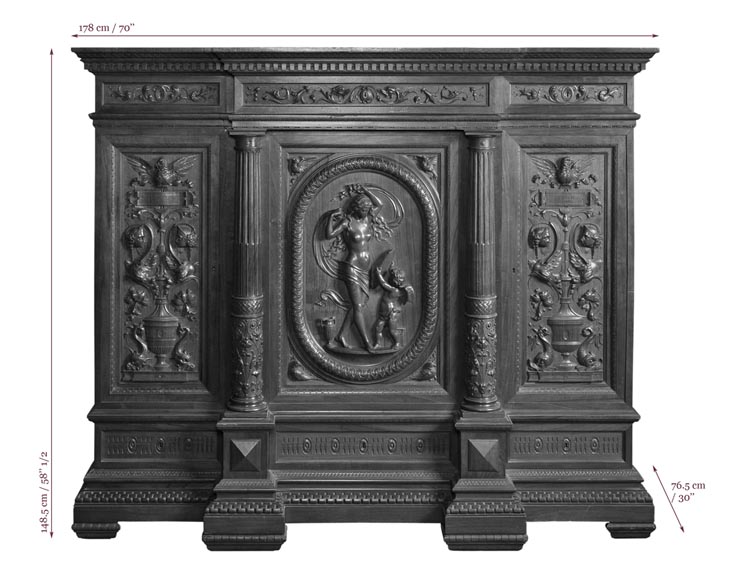 Egisto GAJANI - Very beautiful Neo-Renaissance style carved walnut