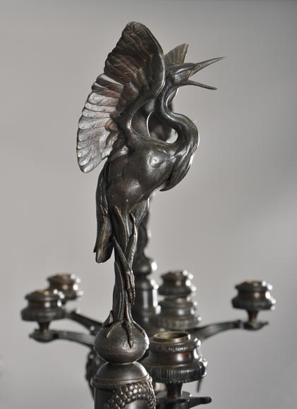 Pair of Candelabras with storks-3