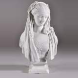 Albert-Ernest Carrier de Belleuse called « CARRIER-BELLEUSE » (1824 - 1887) (after), Bust of a young Lady, Biscuit porcelain