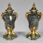 François LINKE (1855-1946) (Att. to), A pair of ormolu-mounted Green Antique marble vases