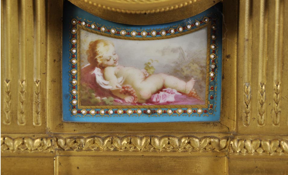 RAINGO FRÈRES (Paris, 1813), Clock with "bleu céleste" porcelain plate, Louis XVI style-5