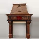 Antique Neo-Renaissance style walnut mantelpiece With Diane de Poitiers coat of arms after the monumental fireplace coming from the Chateau of Villeroy and exhibited at the Louvre Museum