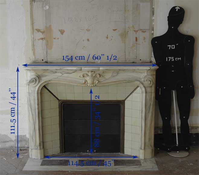 Antique Louis XV style fireplace in a Grey Panazeau marble