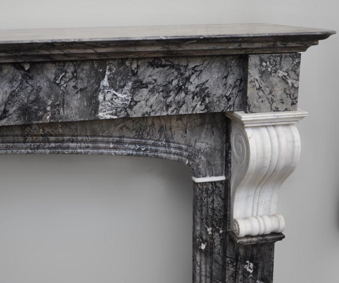 Antique fireplace in grey and Carrara marble from 1840's-1