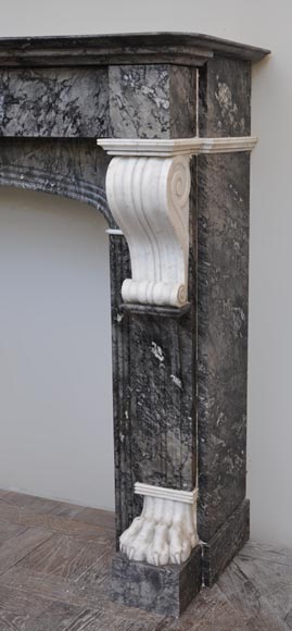 Antique fireplace in grey and Carrara marble from 1840's-2