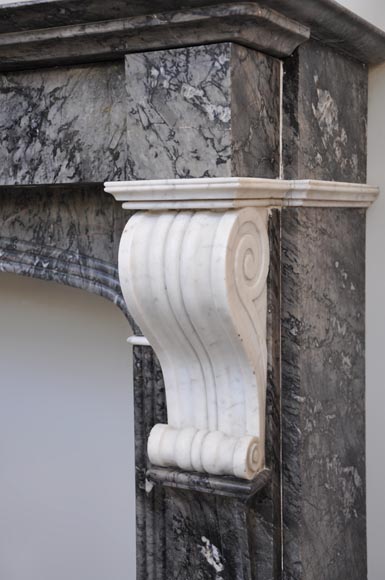 Antique fireplace in grey and Carrara marble from 1840's-3