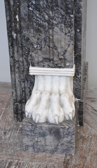 Antique fireplace in grey and Carrara marble from 1840's-4