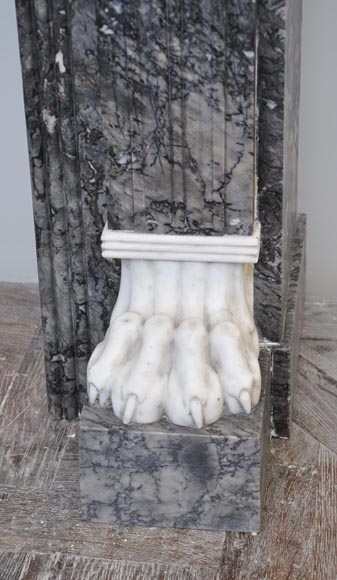 Antique fireplace in grey and Carrara marble from 1840's-4
