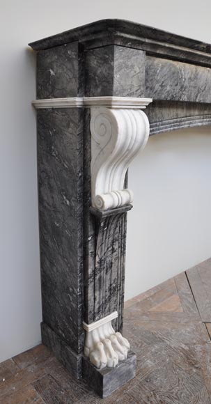 Antique fireplace in grey and Carrara marble from 1840's-5