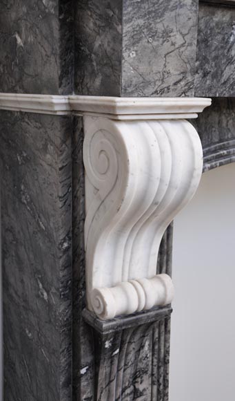 Antique fireplace in grey and Carrara marble from 1840's-6