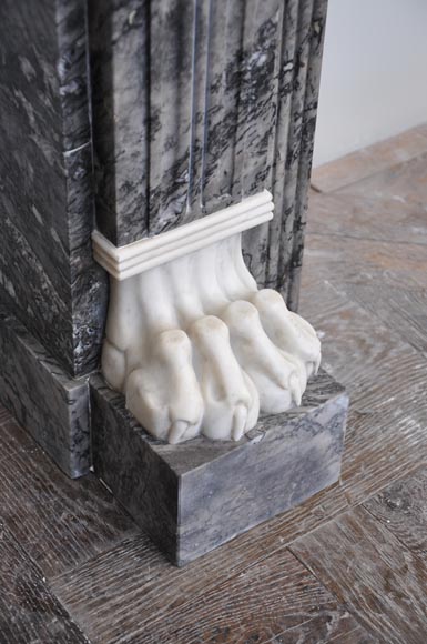 Antique fireplace in grey and Carrara marble from 1840's-7