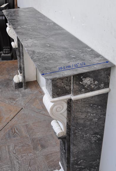 Antique fireplace in grey and Carrara marble from 1840's-8