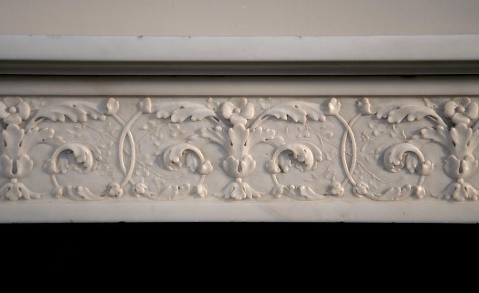 Exceptionnal antique Louis XVI style fireplace in Statuary Carrara marble with columns-1