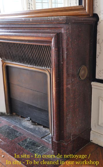 Antique Louis XIV style fireplace made out of Griotte Red marble-5