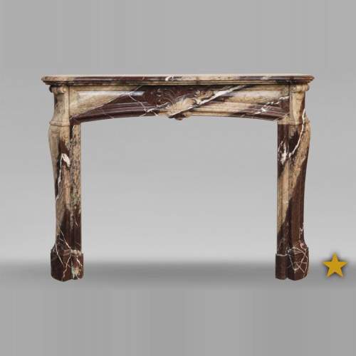 Antique Louis XV style fireplace made out of Campan Rubané marble