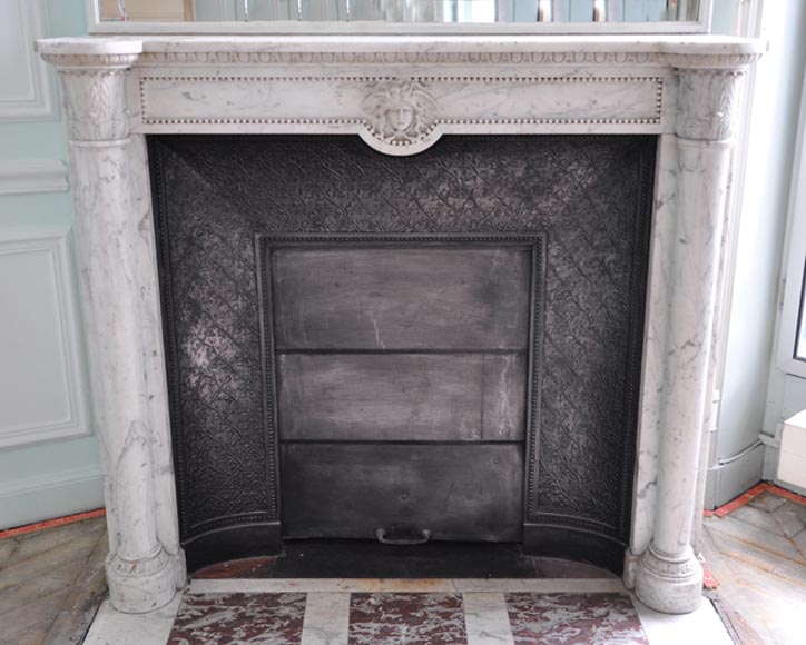 Rare antique Neo-Classical style fireplace with mask of Minerva decor