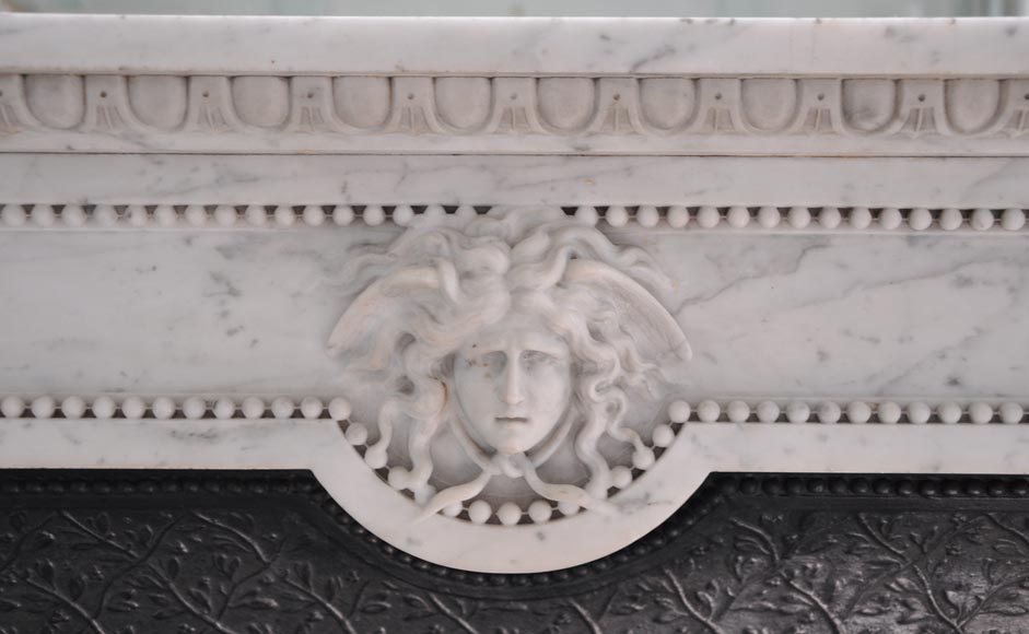 Rare antique Neo-Classical style fireplace with mask of Minerva decor