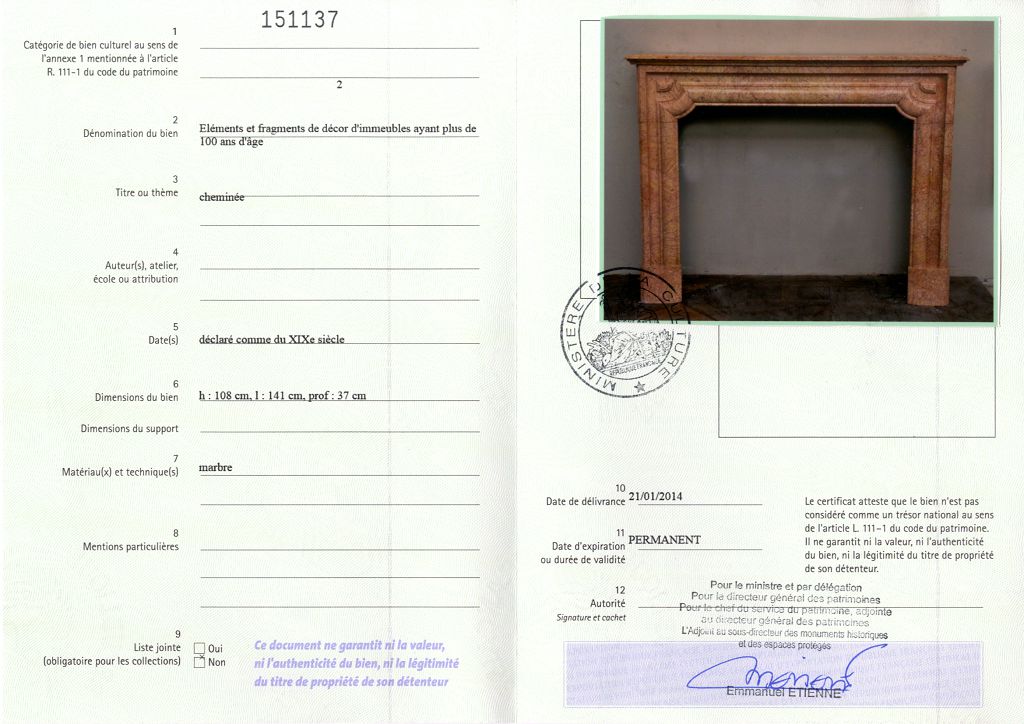 Export certificate