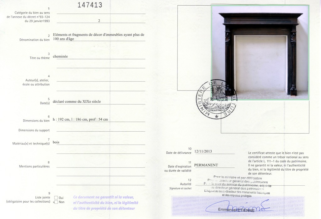 Export certificate