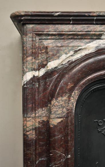 Antique Louis XIV style fireplace in Campan Rubane marble-3