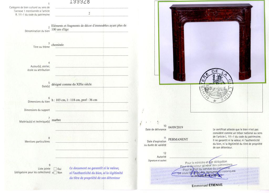 Export certificate