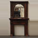 Neo-Renaissance style antique fireplace in carved walnut wood