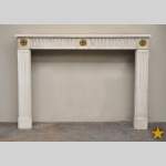 Antique Louis XVI period fireplace in white Sivex marble and gilded bronze