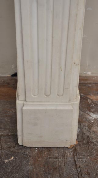 Antique Louis XVI period fireplace in white Sivex marble and gilded bronze-4