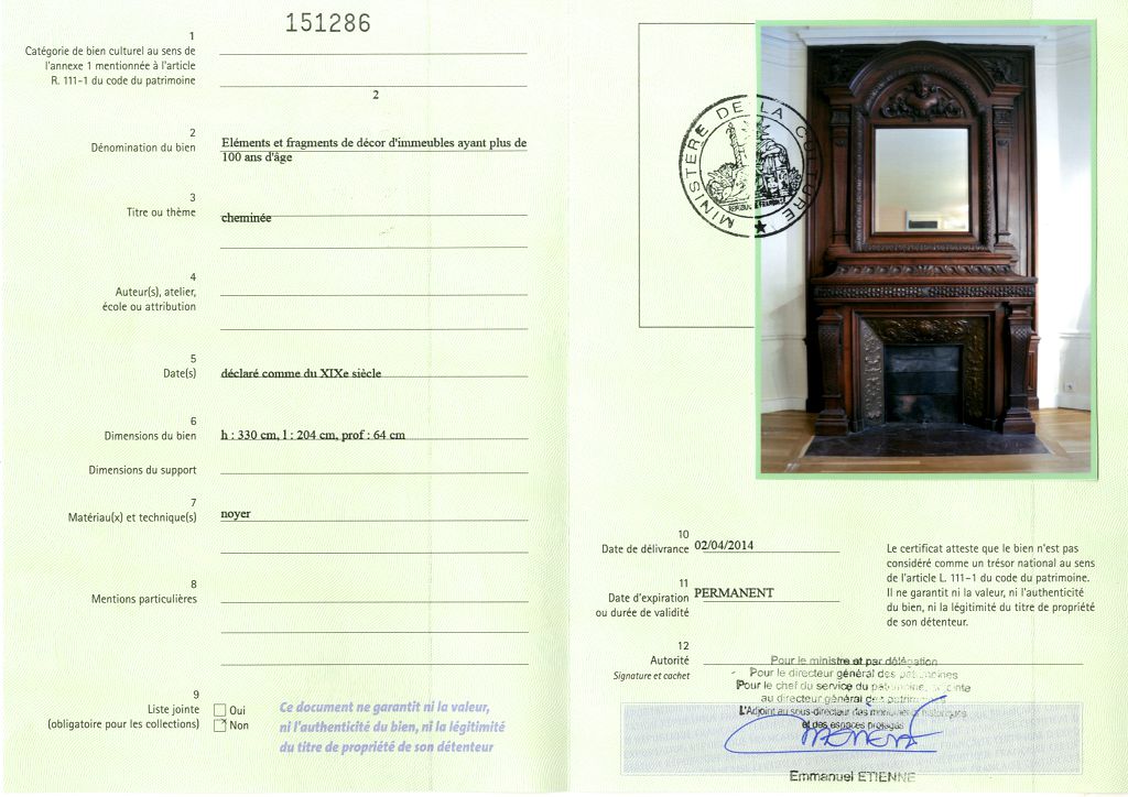 Export certificate