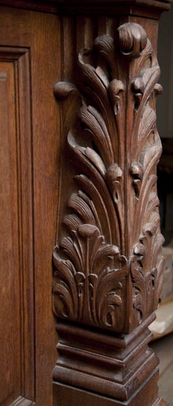 Exceptional antique oak wood fireplace made after the model of the fireplace in the Hercules Salon in Versailles Palace-10