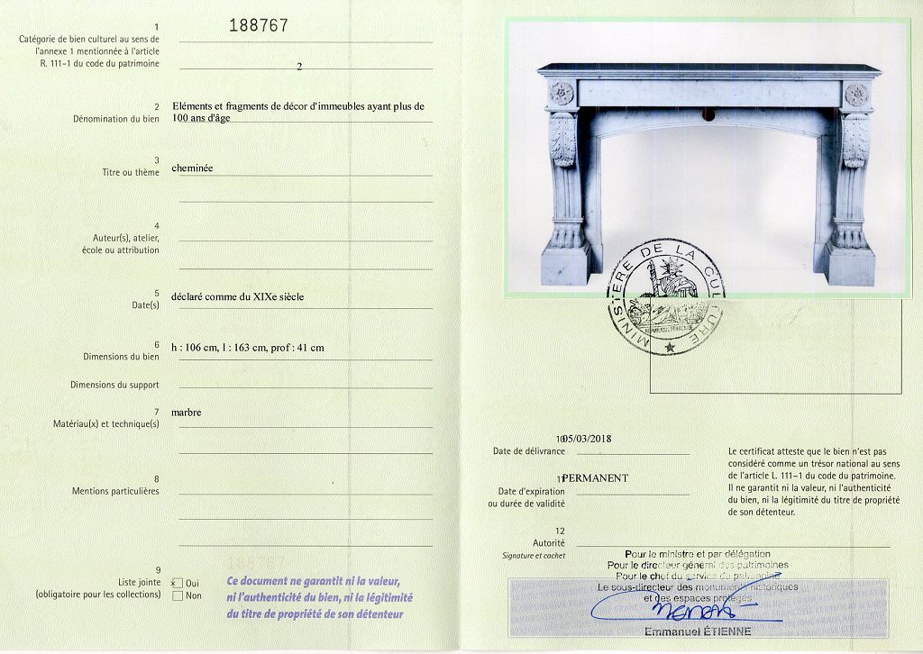 Export certificate