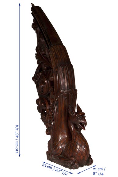 Stair banister with griffin decor made out of mahogany circa 1910-7