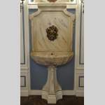 Beautiful antique interior fountain with its boiserie panel and oil on canvas painting