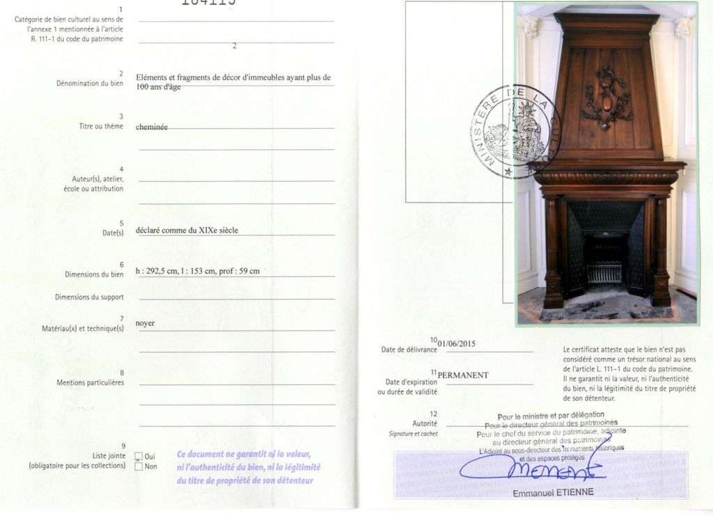 Export certificate