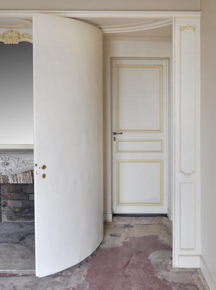 Beautiful Louis XV style paneled room with 18th century stone fireplace-6