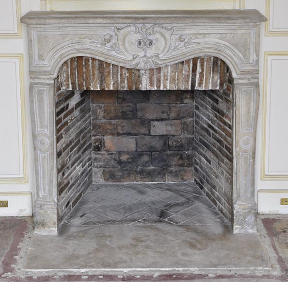 Beautiful Louis XV style paneled room with 18th century stone fireplace-9