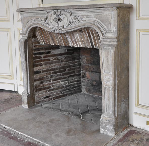 Beautiful Louis XV style paneled room with 18th century stone fireplace-18