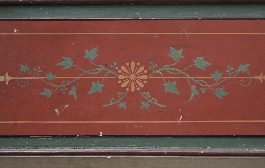 Antique double door with painted floral decor-3