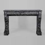 Antique Napoleon III style fireplace with lion's paws in Vert des Alpes marble